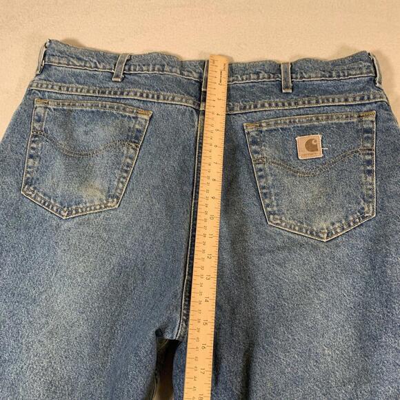 VTG 90s Carhartt‎ Jeans Mens Size 38" Waist Relaxed Fit Blue Denim Flannel Lined - Picture 13 of 16